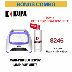 Bonus Combo - Kupa Mani-pro GLO LED/UV Lamp 36W White with Purple Trim w/ 1 Kupa Top Coat 8oz