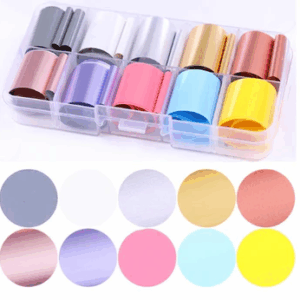 Foil Nail Art Transfer Decoration 10 Rolls Set 2.5*100cm, 10