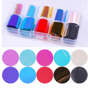 Foil Nail Art Transfer Decoration 10 Rolls Set 2.5*100cm, 15