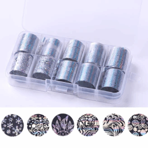 Foil Nail Art Transfer Decoration 10 Rolls Set 2.5*100cm, 18