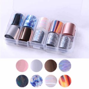 Foil Nail Art Transfer Decoration 10 Rolls Set 2.5*100cm, 16