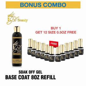 Bonus Combo - iGel Soak Off Gel Base Coat 8oz Refill - Buy 1 Get 12 Size 0.5oz Free