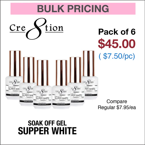 Cre8tion Soak Off Gel - Super White-0.
