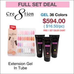 Cre8tion Poly Gel-Extension Gel In Tube 2oz - Full Set 36 colors (01-36) w/ 1 Set Color Chart