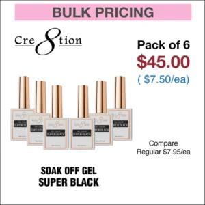 Cre8tion Soak Off Gel - Super Black-0.