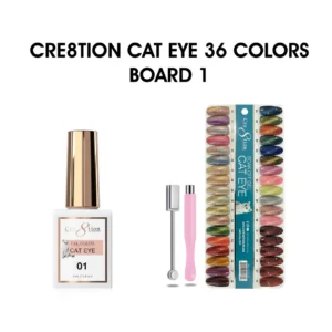 Cre8tion Cat Eye Gel 0.5oz - 36 colors Board 1 (#01 - #36) w/ 1 Round Shape Magnet, 1 Magnet Duo & 1 Color Chart