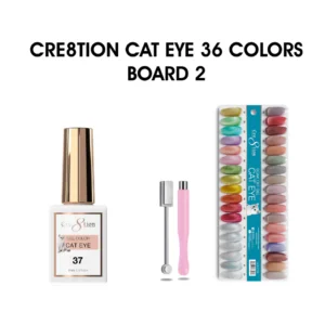 Cre8tion Cat Eye Nude Gel 0.5oz - 36 Colors Board 2 (#37 - #72) w/ 1 Round Shape Magnet, 1 Magnet Duo & 1 Color Chart