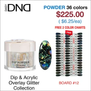DND Matching Dip Powder - 36 colors Board 12 - Overlay Glitter Collection - (#820 - #855)