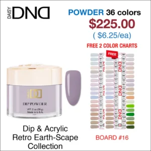 (COMING SOON) DND Dip Powder 2oz - 36 colors Board 16 - Retro Earth-Scape Collection