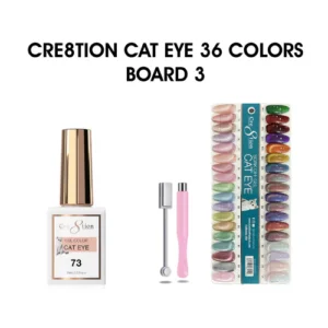 Cre8tion Cat Eye Gel 0.5oz - 36 Colors Board 3 (#73 - #108) w/ 1 Round Shape Magnet, 1 Magnet Duo & 1 Color Chart