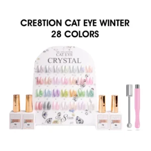 Cre8tion Cat Eye Gel 0.5oz - Crystal Collection - 28 colors w/ 1 Round Shape Magnet, 1 Magnet Duo & 1 Color Chart