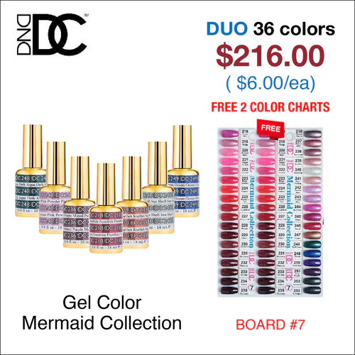 DND DC Mermaid Gel Collection 0.5oz- 36 colors Board 7 (#218 - #253)