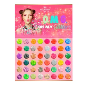 Alternative view of Mixed with different size glitter for an in depth look. Perfect for an extra sparkle for acrylic or dipping nails! It is an easy smooth application without the mess, a little use can go a long way! Copper tones, dark hues and all the bright you desire.  Size :1oz  Variant : Full set 48 colors w/ 1 set color chart