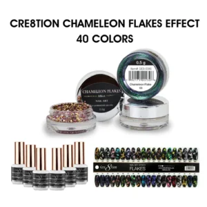 Cre8tion Chameleon Flakes Nail Art Effect 0.5g - Full set 40 colors