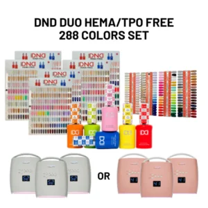 DND DUO Collection HEMA & TPO Free - Full Set 288 Colors - Free 3 Sets Color Book & 3 DND CORDLESS Rechareable LED LAMP & 1 Set Color Chart