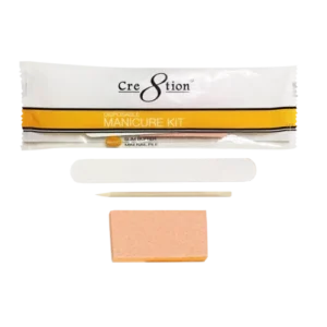 Cre8tion Disposable Manicure Kit: 1 Mini White File, 1 Slim Orange Buffer, 1 Wood Pusher