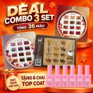 Combo 3 Sets Hang Fall Cat Eye Collection 36 Colors/Free Chart Display & X6 Top Coat