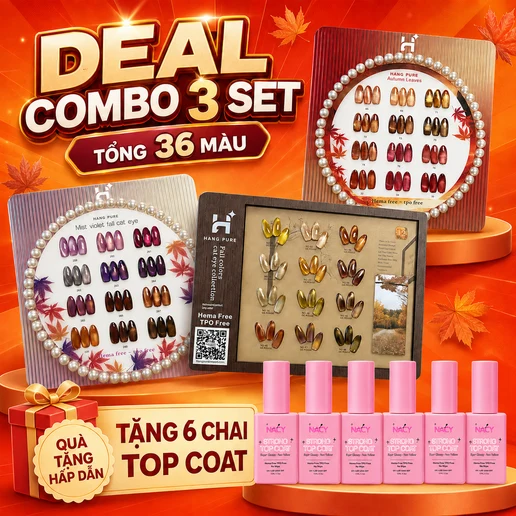 Combo 3 Sets Hang Fall Cat Eye Collection 36 Colors/Free Chart Display & X6 Top Coat