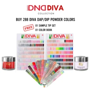 DND Diva Dip/Acrylic Powder - Full Set 288 Colors 1 Sample Tip Set & 2 Color Book + 3 Cordless lamp