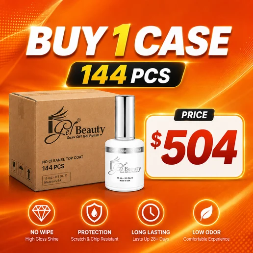Igel Beauty No Cleanse Top Coat 0.5oz - Buy 1 Case 144pcs