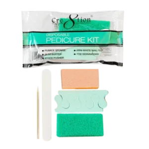 Cre8tion Disposable Kit B Pedicure : 1 Pumice Sponge, 1 Mini White Nail File, 1 Slim Buffer, 1 Wood Pusher and 1 pair of Toe Separators 200 kits/case
