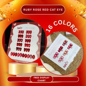 Nacy Elegance Cat Eye Red 16 Colors- Free Color Chart Display + Magnets