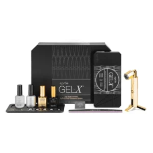 Apres New Signature Gel X Kit Included: 15ml pH Bonder 15ml Gel-X Prep (HEMA-free) 15ml Extend Gel Non-Wipe 15ml Top Gel Coat 100/180 nail file Mini buffer Omni Light Complimentary Nail Tech Tray 1 Mini Signature Gel-X Tip Box