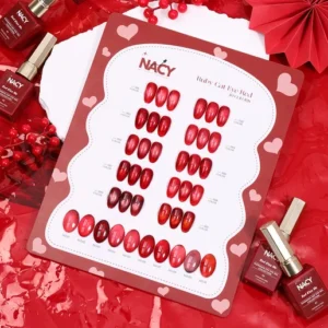 Alternative view of Nacy Elegance Cat Eye Red 16 Colors- Free Color Chart Display + Magnets