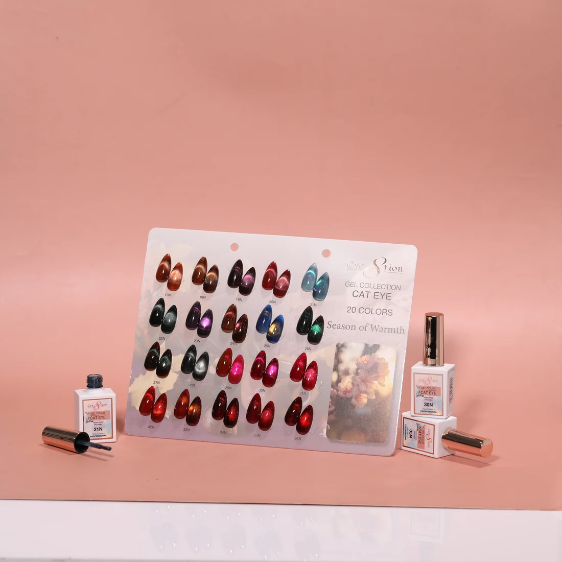 Cre8tion Cat Eye Season of Warmth Collection - Full Set 20 Colors w/ 1 Calendar Display