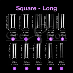 Alternative view of Cre8tion Special Shape Tip Square Clear - Long