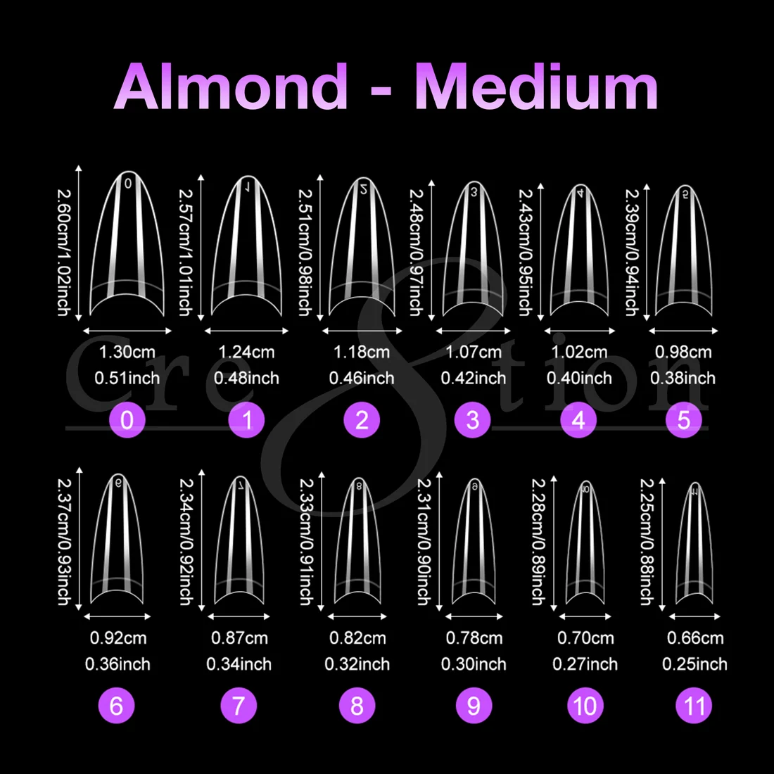 Cre8tion Special Shape Tip Almond Clear - Medium - Image 2