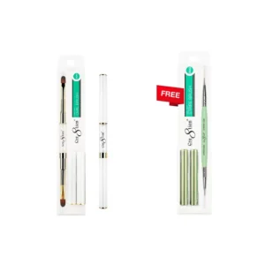 Cre8tion Duo Nail Art Brush Square - with 1 Free Mini Striper Duo Nail Art Brush