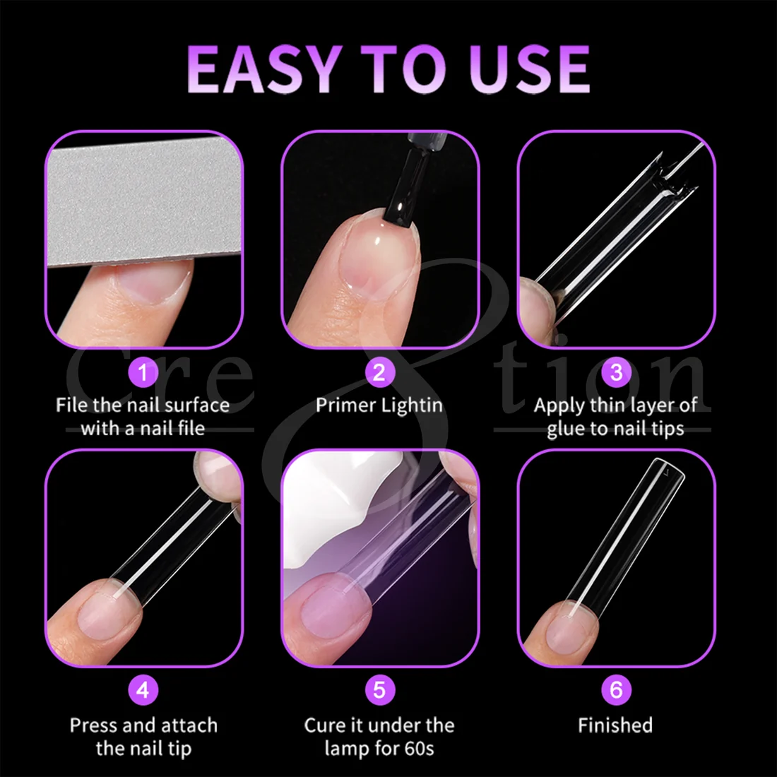 Cre8tion Special Shape Tip Square Clear - Extra Extra Long - Image 4