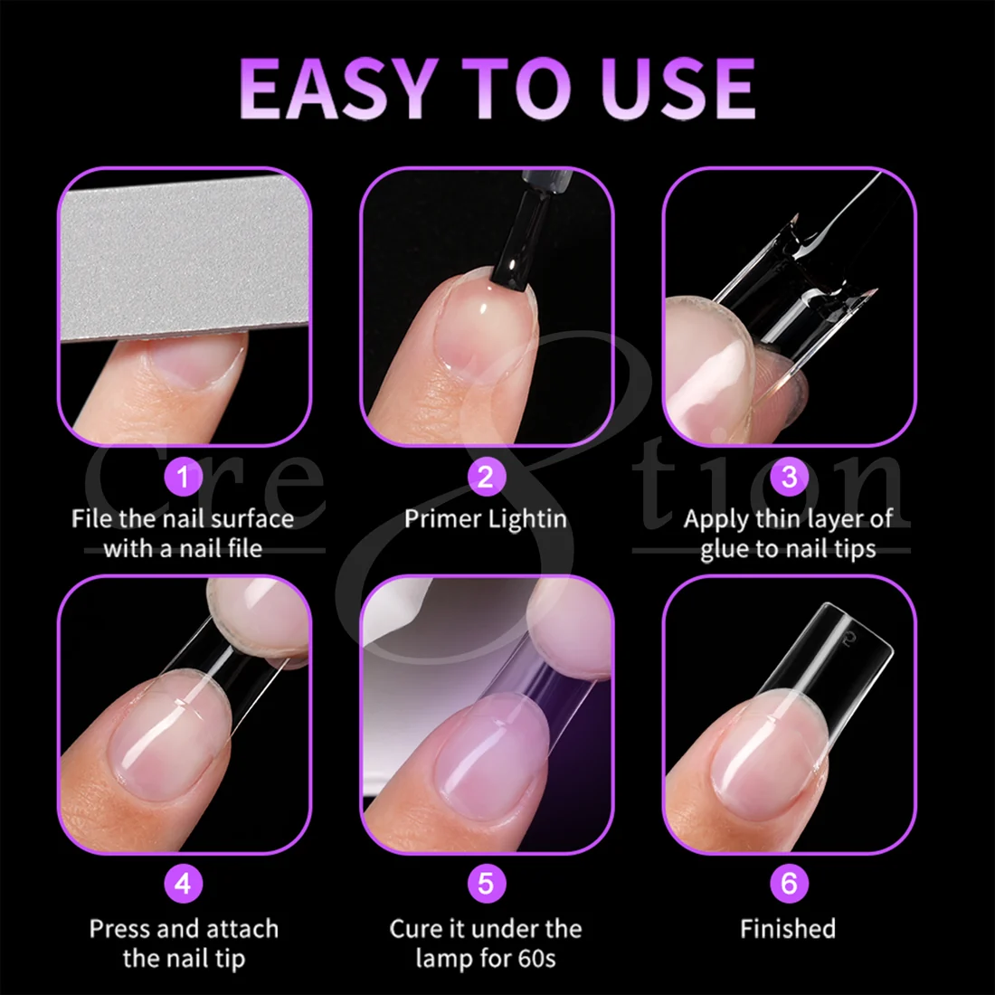 Cre8tion Special Shape Tip Square Clear - Short - Image 4