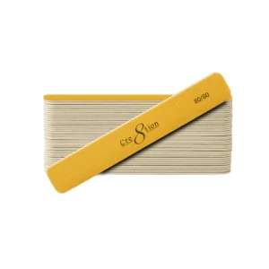 Cover more surface with every pass. The Cre8tion Jumbo Gold file runs a premium sandpaper grit over a soft compression core, so it shapes fast and stays comfortable through back-to-back appointments. Why techs love it 80/80 grit for shaping acrylic, hard gel, and natural nails Jumbo length covers more nail per stroke for quicker sets Superior cut saves filing time on heavy work Soft compression core absorbs shock and softens abrasiveness Grit: 80/80. Packaging: 50 pcs/pack, 30 packs/case.