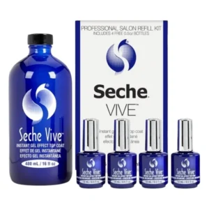 Seche Vive Instant Gel Effect Top Coat Refill Kit - 16oz + 4 bottles 0.5oz