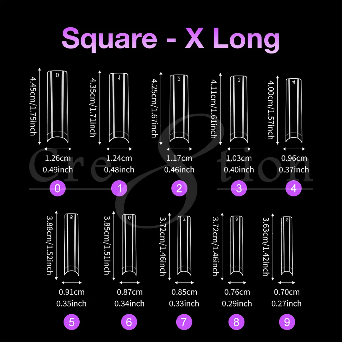 Cre8tion Special Shape Tip Square Clear - Extra Long - Image 2