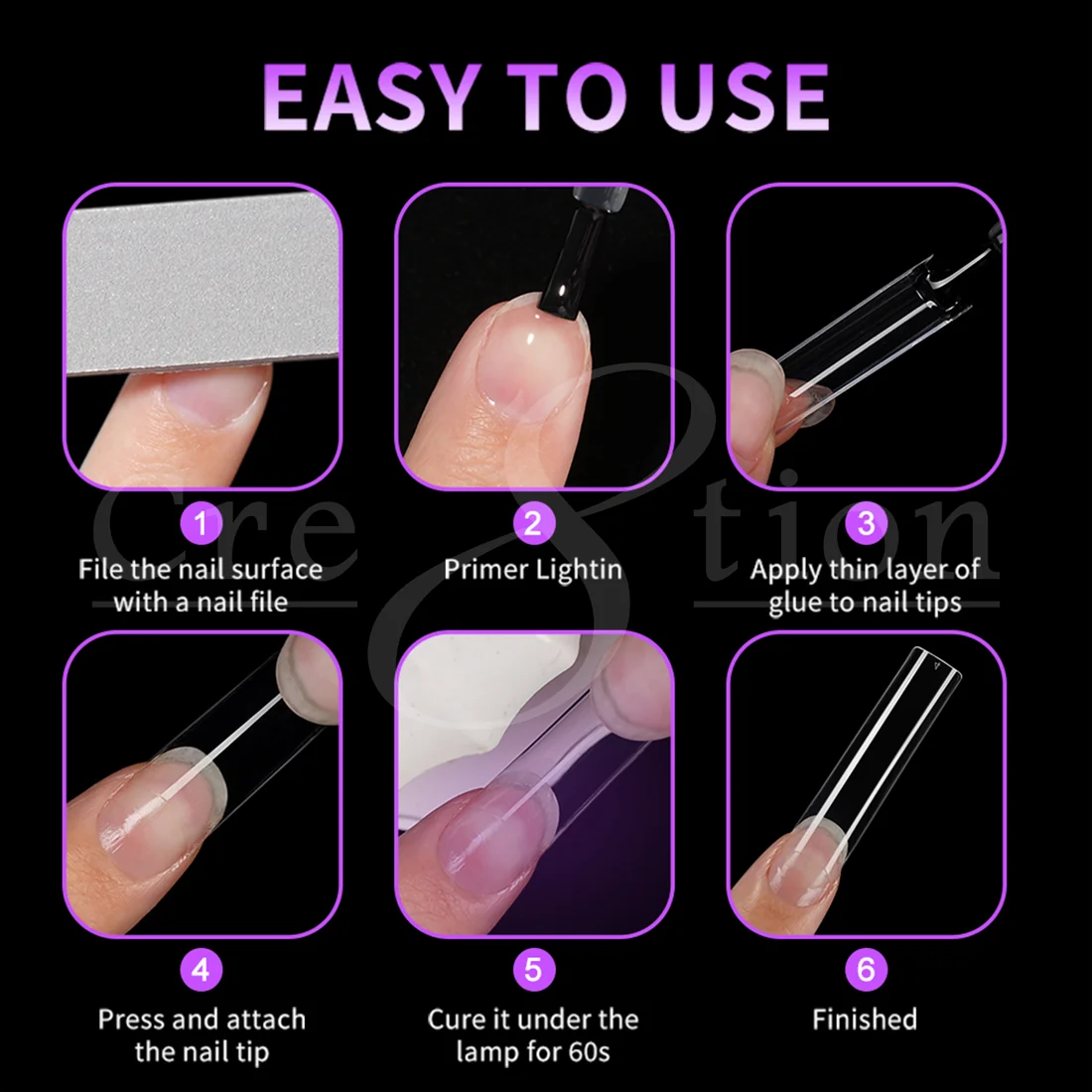 Cre8tion Special Shape Tip Square Clear - Extra Long - Image 4