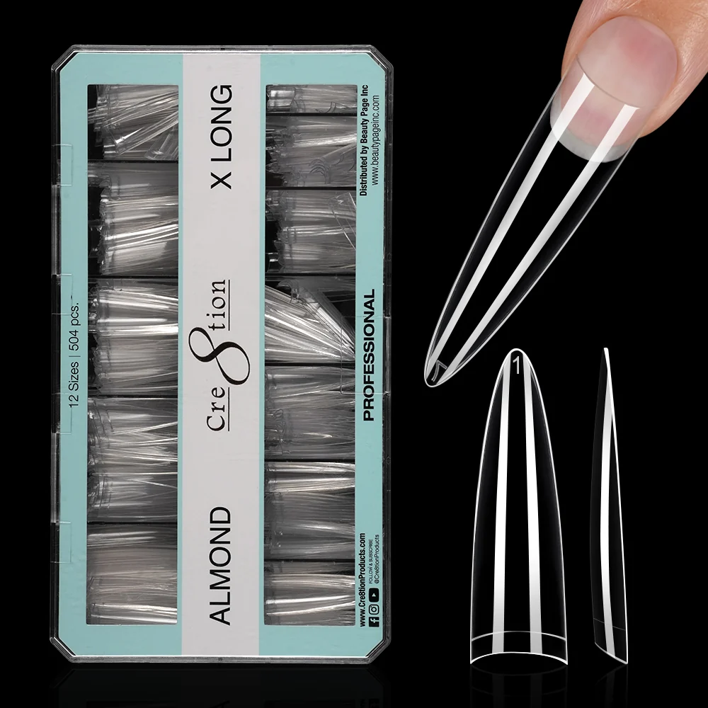 Cre8tion Special Shape Tip Almond Clear - Extra Long