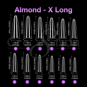 Alternative view of Cre8tion Special Shape Tip Almond Clear - Extra Long