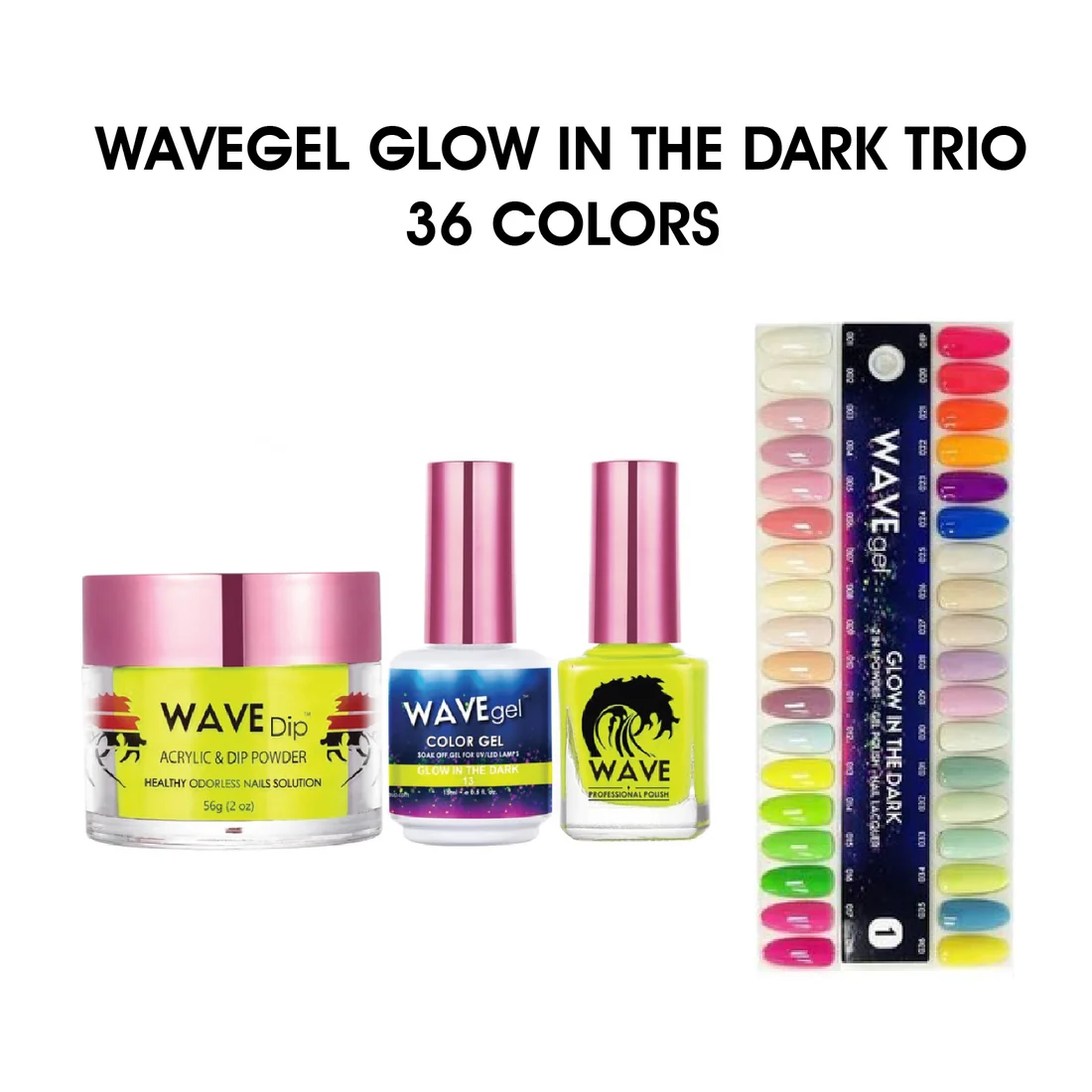 Wavegel Matching Color - Full set Glow in The Dark 36 Colors #1-36 w/ 1 Color Chart