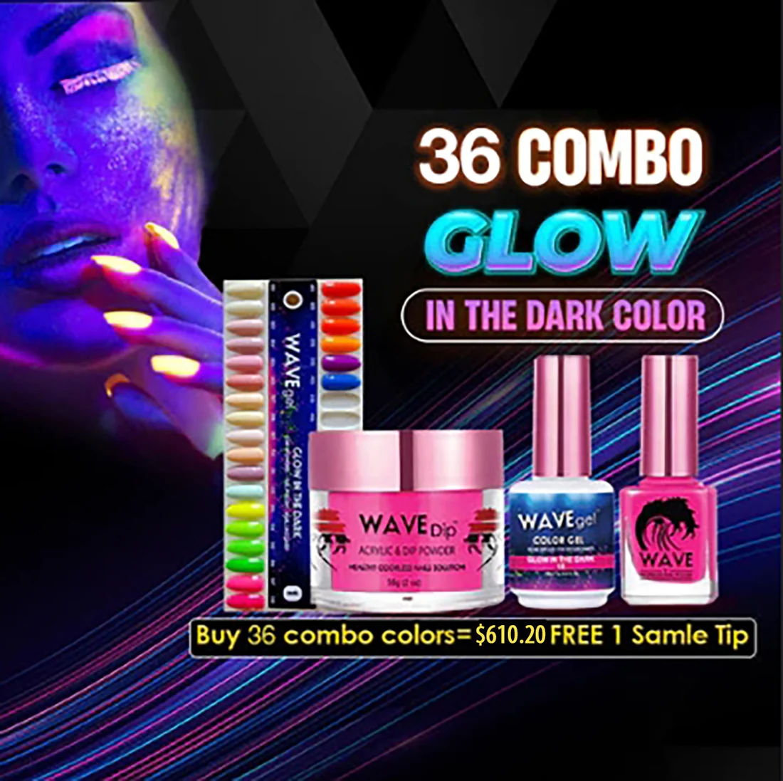 Wavegel Matching Color - Full set Glow in The Dark 36 Colors #1-36 w/ 1 Color Chart - Image 2