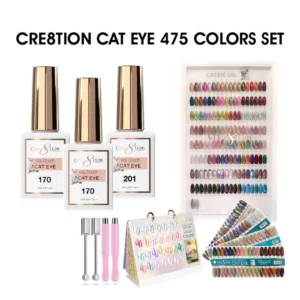 Cre8tion Cat Eye Gel 0.5oz - Full Set 475 Colors w/ 2 Round Magnet, 2 Magnet Duo, 1 Color Chart, 1 Calendar Display & 1 Color Book
